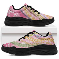 Pink Palaka Hawaii Leis Chunky Sneakers Hawaiian-plaid Elegant Tropical Vibes