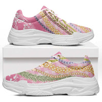 Pink Palaka Hawaii Leis Chunky Sneakers Hawaiian-plaid Elegant Tropical Vibes