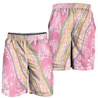 Pink Palaka Hawaii Leis Shorts for Men Hawaiian-plaid Elegant Tropical Vibes - Polynesian Pride