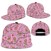 Pink Palaka Hawaii Mele Kalikimaka Snapback Cap Ohia Lehua Shell Leis Funny Gingerbread Santa - Polynesian Pride
