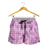 Pink Palaka Hawaii Palapalai Shorts for Women Hawaiian Fern LT14 - Polynesian Pride