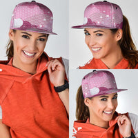Pink Palaka Japanese Traditional Snapback Cap Asanoha Seigaiha Sakura Motif - Polynesian Pride