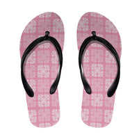 Pink Palaka Quilt Hawaii Flip Flops Traditional Hawaii-plaid Pattern LT14 Pink - Polynesian Pride
