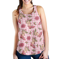 Pink Paniolo Palaka Hawaiian Cowgirl Christmas Women Racerback Tank - Polynesian Pride