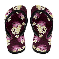 Pink Tropical Hawaii Flip Flops Seamless Monstera Plumeria Hawaiian Pattern - Polynesian Pride
