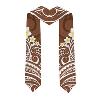 Plumeria With Brown Polynesian Tattoo Pattern Graduation Stole LT05 - Polynesian Pride