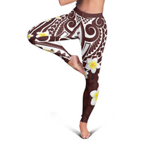 Plumeria With Oxblood Polynesian Tattoo Pattern Leggings - Polynesian Pride