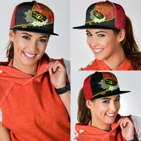 PNG Sauten Hailans Snapback Cap Papua New Guinea Plumeria Melanesian Pattern LT14 - Polynesian Pride