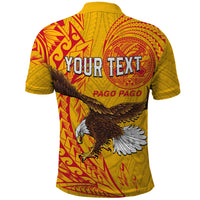 Personalised American Samoa Flag Day Polo Shirt Fautasi Race Pago Pago-Aeto Eagle Wings Tribal Seal Style LT03