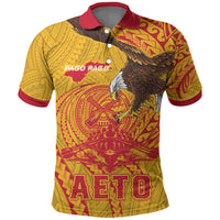 CUSTOMER REQUEST - Personalized American Samoa Fautasi Race Polo Shirt Red Cuff Aeto Pago Pago with Eagle Samoan Tribal Patterns LT03 Multicolor - Polynesian Pride