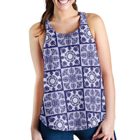 Polu Palaka Quilt Hawaii Women Racerback Tank Hawaiian Tropical Monstera Sea Turtle