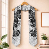 Polynesia Floral Tattoo Graduation Stole With White Plumeria