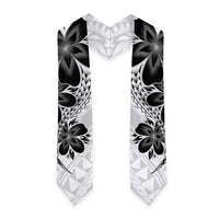 Polynesia Floral Tattoo Graduation Stole With White Plumeria