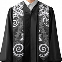 Polynesia Graduation Stole Black Floral Pattern