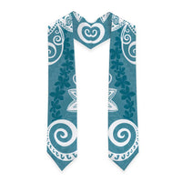 Polynesia Graduation Stole Hippie Blue Floral Pattern