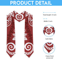 Polynesia Graduation Stole Red Floral Pattern