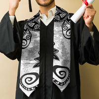 Polynesia Graduation Stole White Floral Pattern