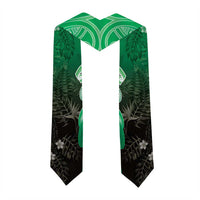 Polynesia Hammerhead Shark Graduation Stole Green Tribal Pattern With Plumeria