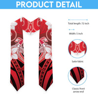 Polynesia Hammerhead Shark Graduation Stole Red Tribal Pattern With Plumeria LT05 - Polynesian Pride