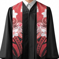 Polynesia Hammerhead Shark Graduation Stole Red Tribal Pattern With Plumeria LT05 - Polynesian Pride