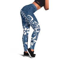 Polynesia Leggings Plumeria Blue Curves