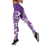 Polynesia Leggings Plumeria Purple Curves