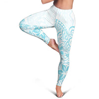 Polynesia Leggings Plumeria Turquoise Curves
