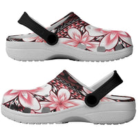 Polynesia Romantic Valentine Clogs Shoes Sea Turtle Couple With Red Gradient Plumeria