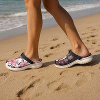 Polynesia Romantic Valentine Clogs Shoes Sea Turtle Couple With Red Gradient Plumeria