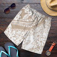 Polynesia Shorts for Men Polynesian Tropical Flowers Beige Pastel Vibes - Polynesian Pride
