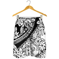 Polynesia Shorts for Men Polynesian Tropical Flowers Black Pastel Vibes - Polynesian Pride