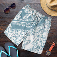 Polynesia Shorts for Men Polynesian Tropical Flowers Blue Pastel Vibes - Polynesian Pride