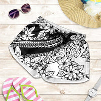 Polynesia Shorts for Women Polynesian Tropical Flowers Black Pastel Vibes - Polynesian Pride