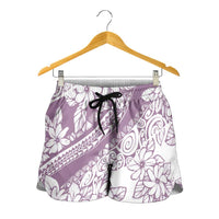 Polynesia Shorts for Women Polynesian Tropical Flowers Purple Pastel Vibes - Polynesian Pride