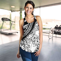 Polynesia Women Racerback Tank Polynesian Tropical Flowers Black Pastel Vibes - Polynesian Pride