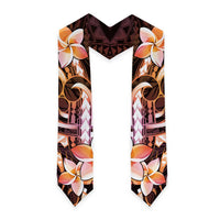 Polynesian Art Tattoo Graduation Stole Plumeria Flowers Peach Gradient