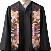 Polynesian Art Tattoo Graduation Stole Plumeria Flowers Peach Gradient