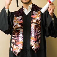 Polynesian Art Tattoo Graduation Stole Plumeria Flowers Peach Gradient