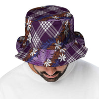 Polynesian Monstera Tiare Floral Bucket Hat Lavender Tropical Plaid - Polynesian Pride