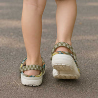 Polynesian Monstera Tiare Floral Clogs Shoes Yellow Tropical Plaid - Polynesian Pride