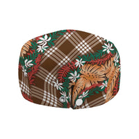 Polynesian Monstera Tiare Floral Jeff Hat Chocolate Brown Tropical Plaid - Polynesian Pride