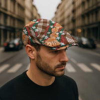 Polynesian Monstera Tiare Floral Jeff Hat Chocolate Brown Tropical Plaid - Polynesian Pride