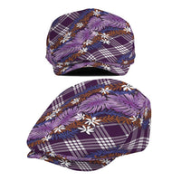 Polynesian Monstera Tiare Floral Jeff Hat Lavender Tropical Plaid - Polynesian Pride