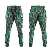 Polynesian Monstera Tiare Floral Jogger Pants Forest Green Tropical Plaid - Polynesian Pride