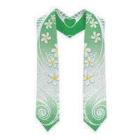 Polynesian Pattern Graduation Stole With Plumeria Green