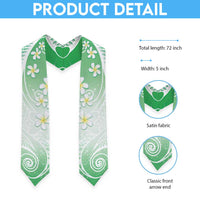 Polynesian Pattern Graduation Stole With Plumeria Green
