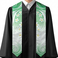 Polynesian Pattern Graduation Stole With Plumeria Green