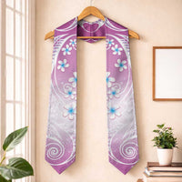 Polynesian Pattern Graduation Stole With Plumeria Pink