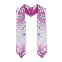 Polynesian Pattern Graduation Stole With Plumeria Pink