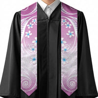 Polynesian Pattern Graduation Stole With Plumeria Pink